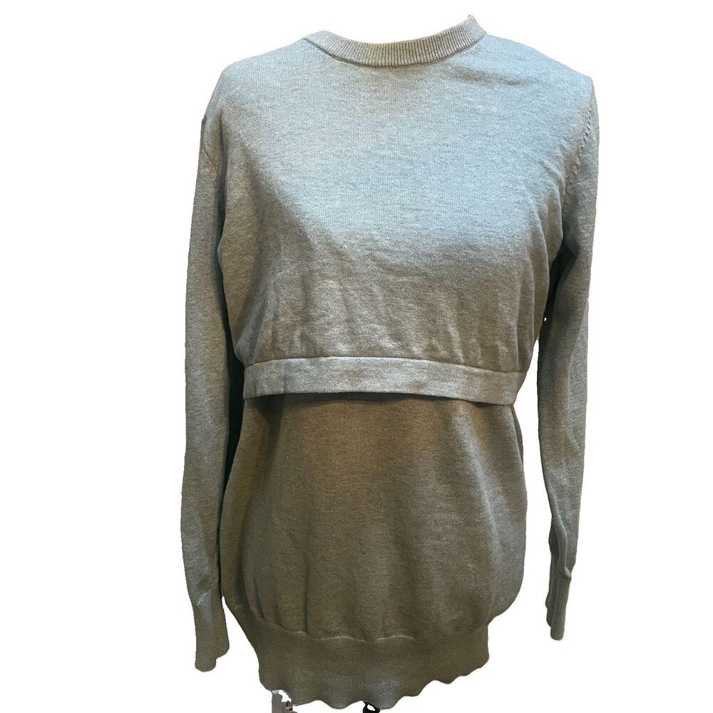 Seraphine Maternity Nursing Sweater Med Blue Gray Knit Minimalist Quiet Luxury